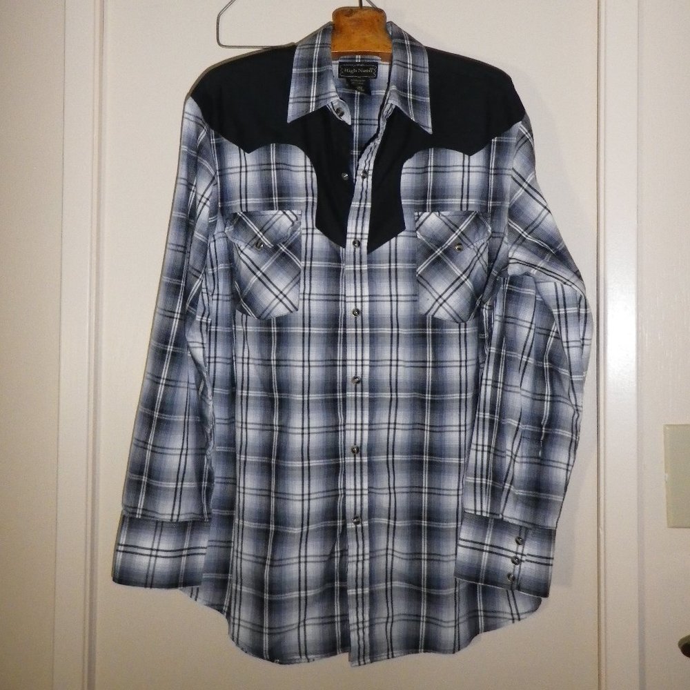 Western Shirt - Navy and White with Snaps